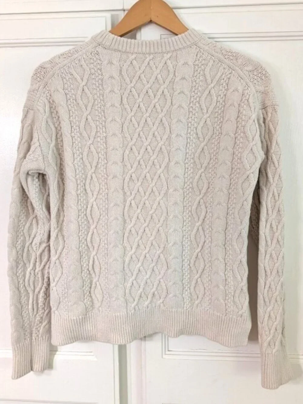 J. Crew 100% Cotton Cable-Knit Crewneck Sweater Ivory Size S